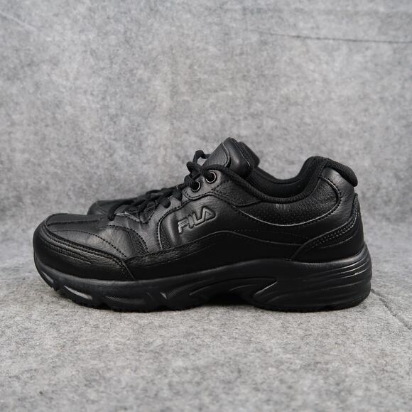 Fila Shoes Mens 8 Athletic Trainer Comfort Sneaker Black Leather Casual Active - Picture 5 of 12